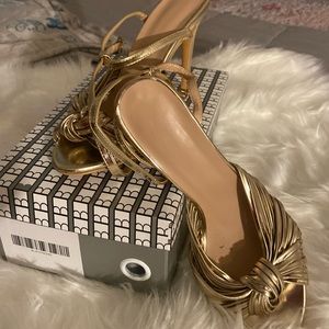 Newbella gold strappy heels